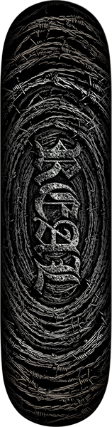 REAL DBX BARBED WIRE FOIL OVAL SKATEBOARD DECK-8.12 BLACK