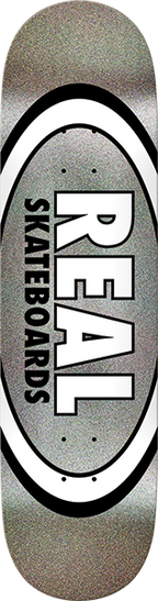 REAL EASY RIDER OVAL SKATEBOARD DECK-8.25 SILVER/BLK METALLIC