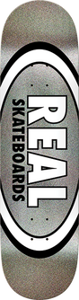 REAL EASY RIDER OVAL SKATEBOARD DECK-8.25 SILVER/BLK METALLIC