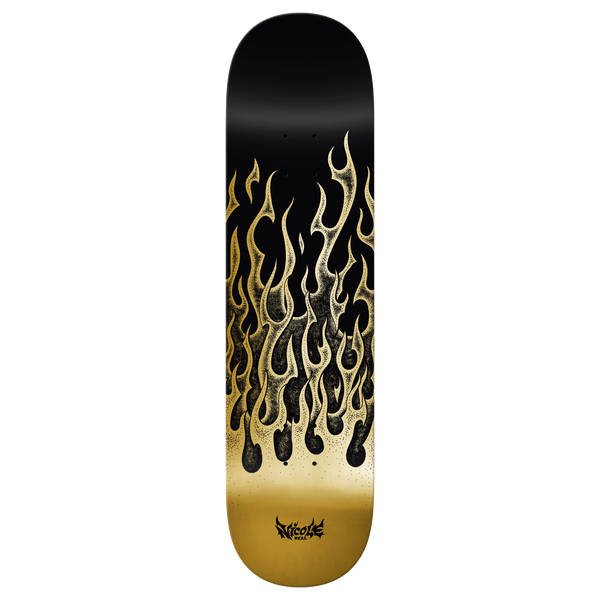 REAL HAUSE FLAMES REDUX SKATEBOARD DECK-8.25 TN GOLD