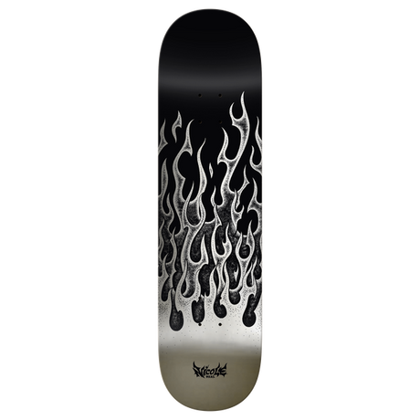 REAL HAUSE FLAMES REDUX SKATEBOARD DECK-8.5 TN SILVER