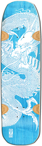 SMA HARADA SKATEBOARD DECK-9X33 LIGHT BLUE STAIN/WHT DRAGON