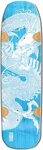 SMA HARADA SKATEBOARD DECK-9X33 LIGHT BLUE STAIN/WHT DRAGON