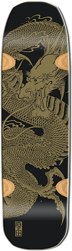 SMA HARADA SKATEBOARD DECK-9X33 BLK DIPPED/GOLD DRAGON