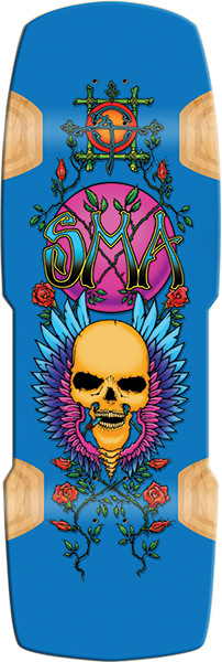 SMA HUMPSTON FLYING SKULL LTD SKATEBOARD DECK-11X33 BLUE DIP