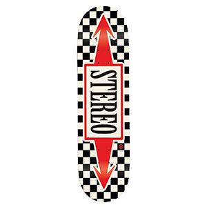 STEREO ARROW CHECKER SKATEBOARD DECK-8.0 WHT/BLK/RED