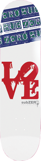 SUB ZERO LOVE PARK II SKATEBOARD DECK-8.25 WHITE w/ griptape