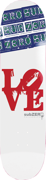 SUB ZERO LOVE PARK II SKATEBOARD DECK-8.25 WHITE w/ griptape