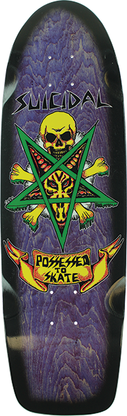 SUICIDAL PTS 70'S SKATEBOARD DECK-9x30 PURPLE STAIN/BLK FADE