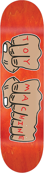 TOY MACHINE FISTS ASSORTED SKATEBOARD DECK 8.0 ASST.STAINS/GRAPHIC w/ grip