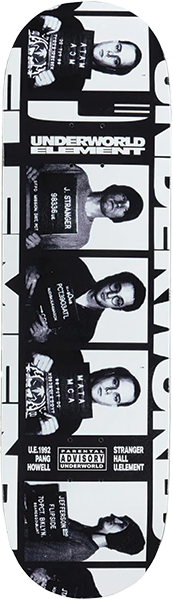 UNDERWORLD ELEMENT MUGSHOTS SKATEBOARD DECK-8.25 BLK/WHT EX7