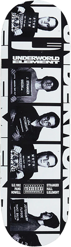 UNDERWORLD ELEMENT MUGSHOTS SKATEBOARD DECK-8.25 BLK/WHT EX7