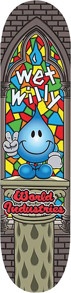 WORLD INDUSTRIES WET WILLY STAINED GLASS SKATEBOARD DECK 8.25 w/ grip
