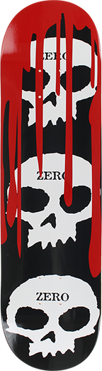 ZERO 3 SKULL WITH BLOOD SKATEBOARD DECK-7.25 BLK/WHT/RED