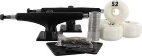 ESSENTIALS COMP PK BLACK w/white 52mm Trucks Set