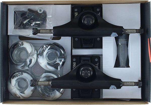 INDUSTRIAL COMP-PK 4.75 BLK/BLK w/52mm BK/WT SWIRL TRUCKS SET