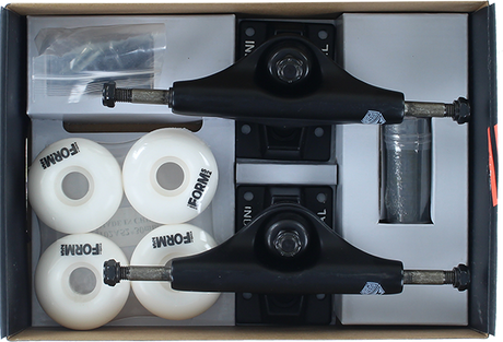 INDUSTRIAL COMP-PK 4.75 BLK/BLK w/52mm WHITE TRUCKS SET