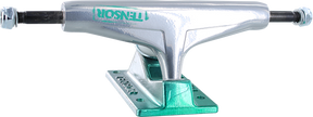 TENSOR REG ALUM 5.5 STENCIL MIRROR RAW/GRN FADE TRUCKS SET