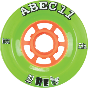 ABEC11 FLY WHEELS REFLY 83mm 74a LIME/ORG WHEELS SET of 4