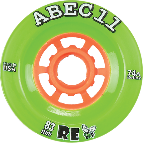 ABEC11 FLY WHEELS REFLY 83mm 74a LIME/ORG WHEELS SET of 4