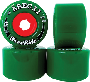 ABEC11 FREERIDE CENTERSET 72mm 81a GREEN Skateboard Wheels