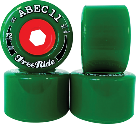 ABEC11 FREERIDE CENTERSET 72mm 81a GREEN Skateboard Wheels