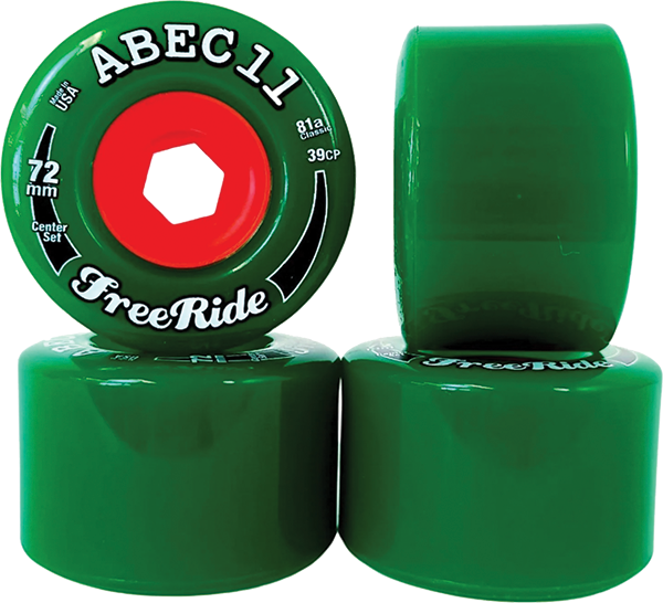 ABEC11 FREERIDE CENTERSET 72mm 81a GREEN Skateboard Wheels