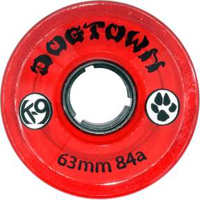 DOGTOWN K-9 CRUISER 63mm 84a CLEAR RED WHEELS SET