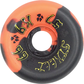 DOGTOWN K-9 80'S STREET 57MM 99A BLK/ORG SWIRL WHEELS SET