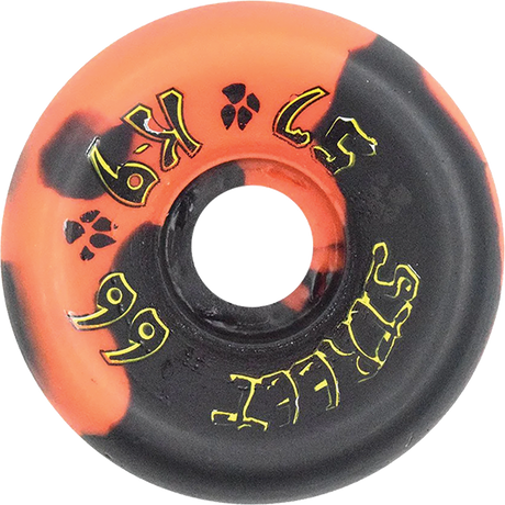 DOGTOWN K-9 80'S STREET 57MM 99A BLK/ORG SWIRL WHEELS SET