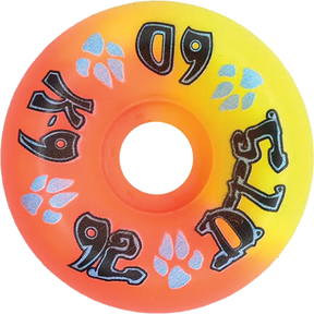 DOGTOWN K-9 80'S 60mm 92A NEON YEL/ORG SPLIT WHEELS SET