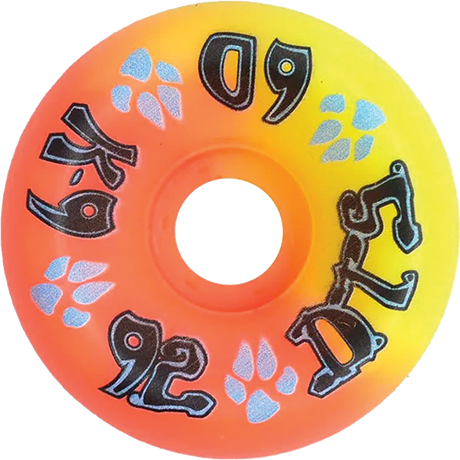 DOGTOWN K-9 80'S 60mm 92A NEON YEL/ORG SPLIT WHEELS SET