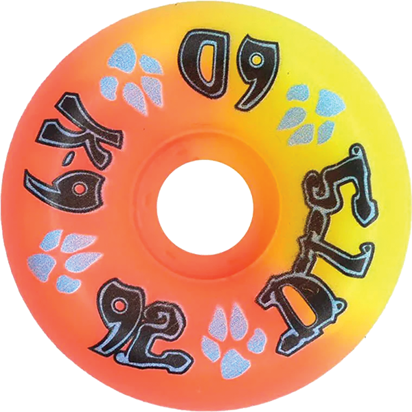 DOGTOWN K-9 80'S 60mm 92A NEON YEL/ORG SPLIT WHEELS SET