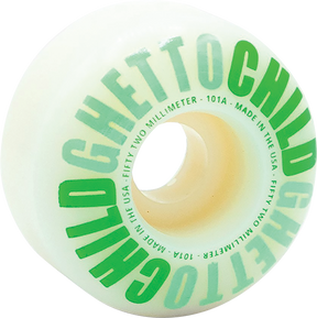 GHETTO CHILD CLASSIC LOGO 52MM WHT/GREEN WHEELS SET