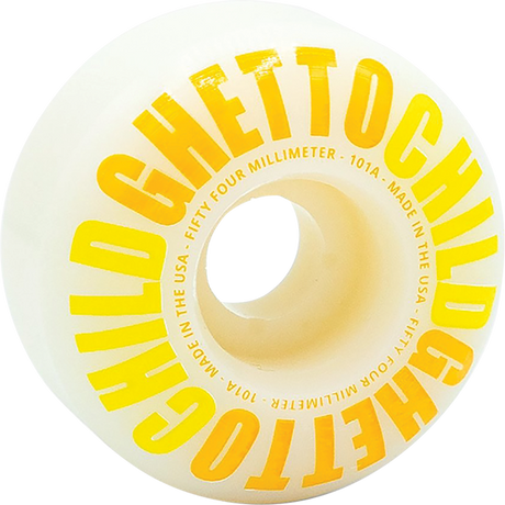 GHETTO CHILD CLASSIC LOGO 54MM WHT/YEL WHEELS SET