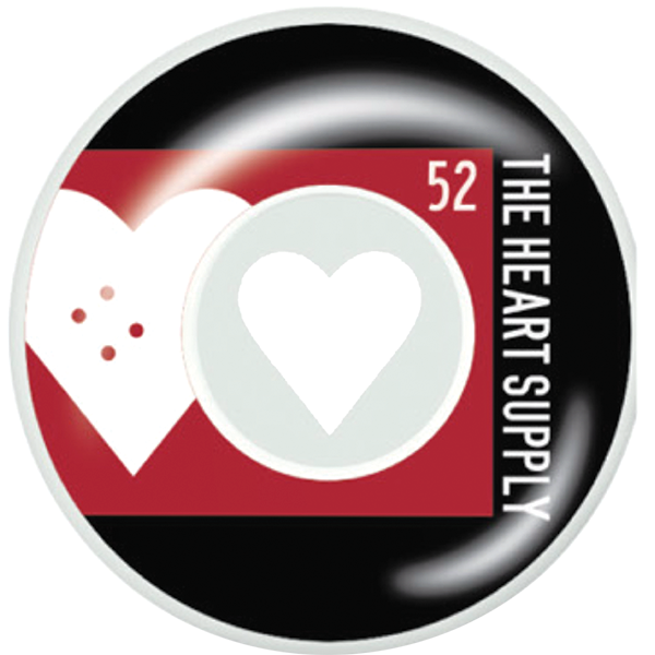 HEART SUPPLY EVEN 52MM WHT/RED WHEELS SET