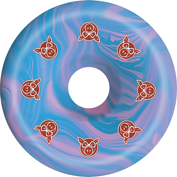 PIG CONICAL 53MM 99a BLUE/PINK SWIRL WHEELS SET