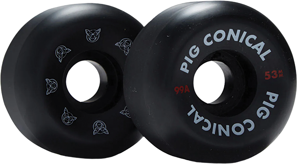 PIG CONICAL 53MM 99A BLACK WHEELS SET