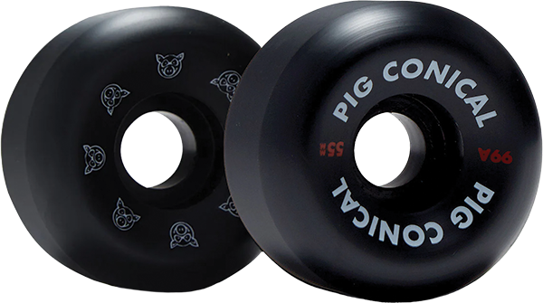 PIG CONICAL 55MM 99A BLACK WHEELS SET