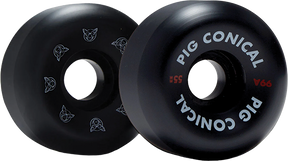 PIG CONICAL 55MM 99A BLACK WHEELS SET