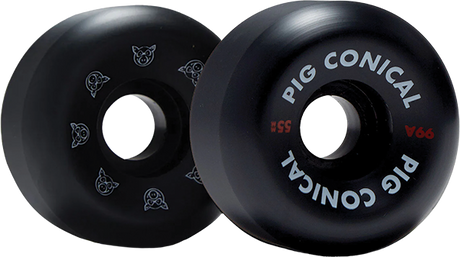 PIG CONICAL 55MM 99A BLACK WHEELS SET