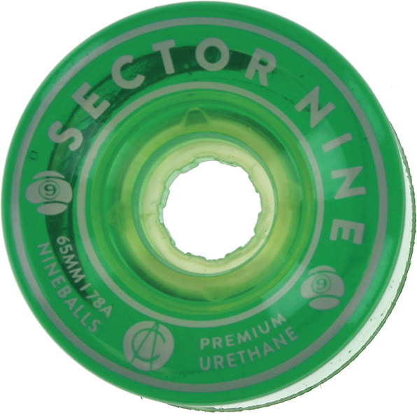 SECTOR 9 NINEBALLS 65mm 78a CLEAR GREEN WHEELS SET
