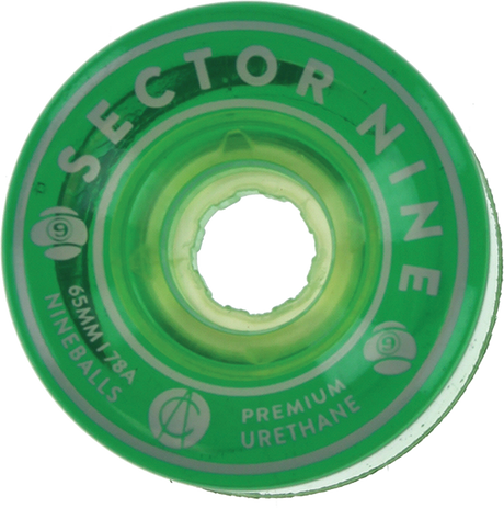 SECTOR 9 NINEBALLS 65mm 78a CLEAR GREEN WHEELS SET