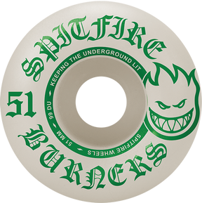 SPITFIRE BURNERS 51MM 99A WHT/GRN WHEELS SET