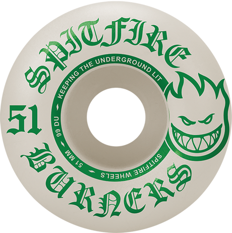 SPITFIRE BURNERS 51MM 99A WHT/GRN WHEELS SET