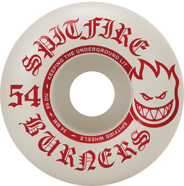 SPITFIRE BURNERS 54MM 99A WHT/RED WHEELS SET