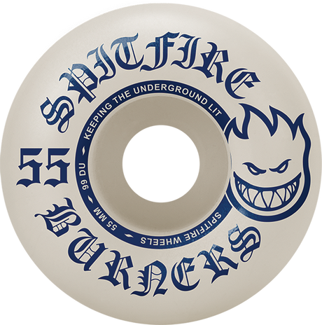 SPITFIRE BURNERS 55MM 99A WHT/BLU WHEELS SET