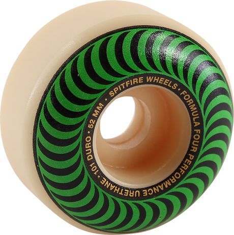 SPITFIRE F4 101a CLASSIC SWIRL 52mm WHT W/GREEN WHEELS SET