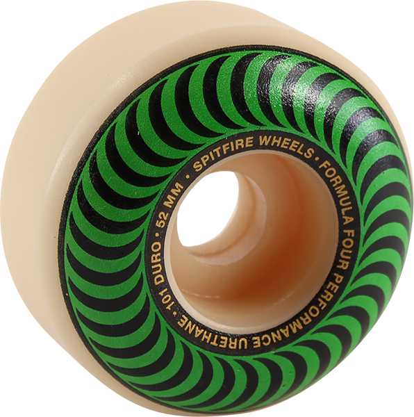 SPITFIRE F4 101a CLASSIC SWIRL 52mm WHT W/GREEN WHEELS SET