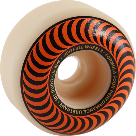 SPITFIRE F4 101a CLASSIC SWIRL 53mm WHT W/ORANGE WHEELS SET